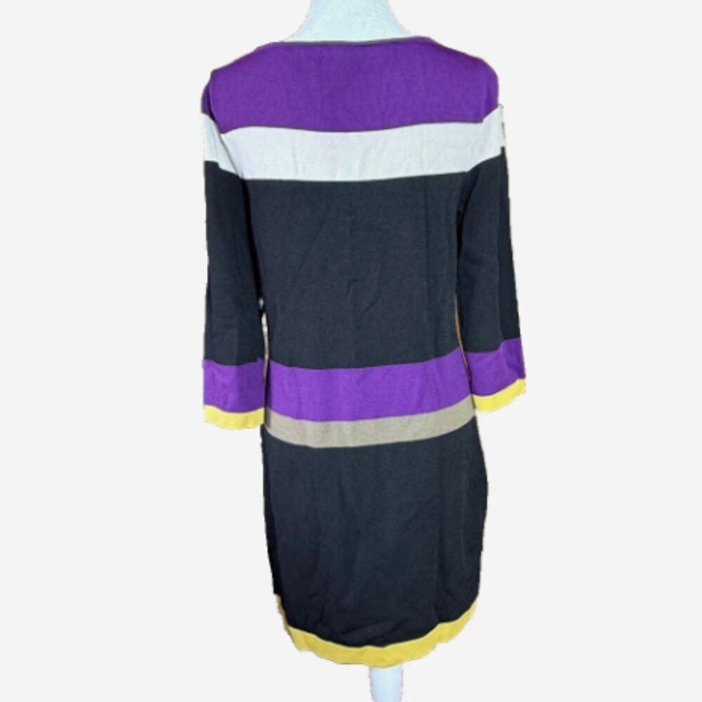 Nine West Colorblock Sheath Dress Womens S Purple Black White Striped EUC - Picture 2 of 8